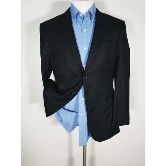 38R Black Label Giorgio Armani Black Tonal Silk wool Sport Coat Jacket Blazer - Picture 2 of 6